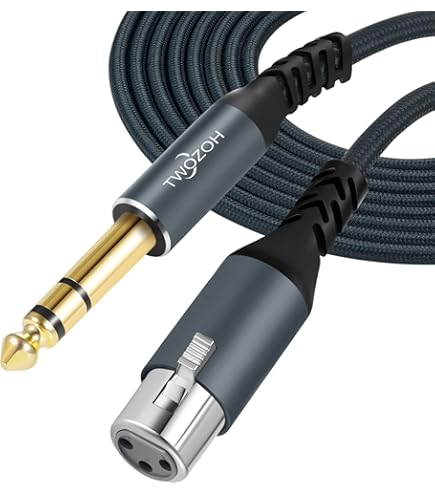 Audio2000's 6ft XLR To 1/4 TRS Right Angle Cables - 2 Pack Gold Plated Professional Audio