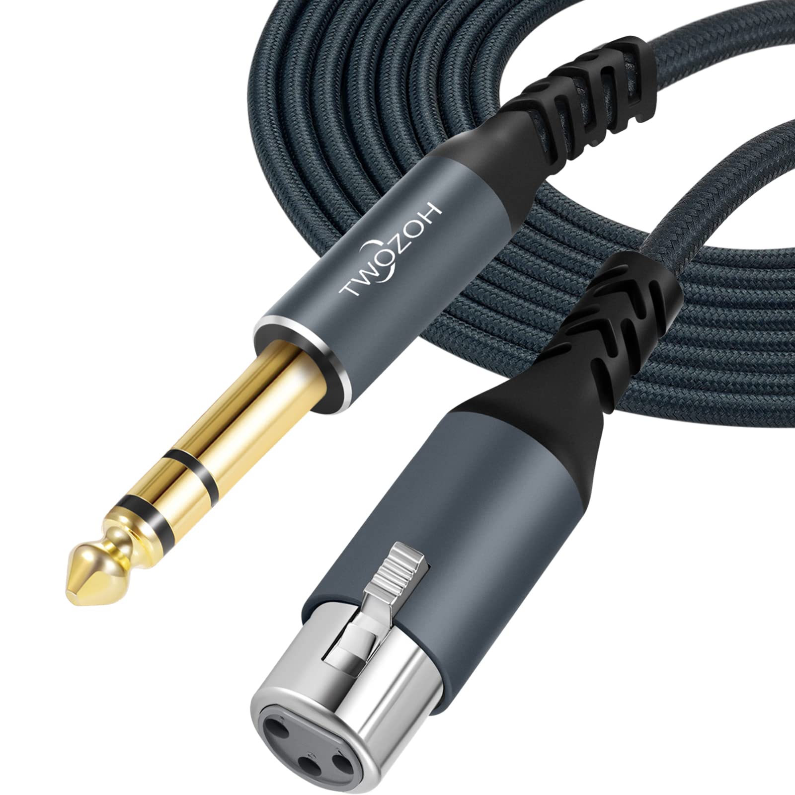 Twozoh XLR Female to 1/4 TRS Cable 10M, Braided 6.35mm Stereo Jack balanced to 3pin XLR Microphone Cable (Professional/HiFi)