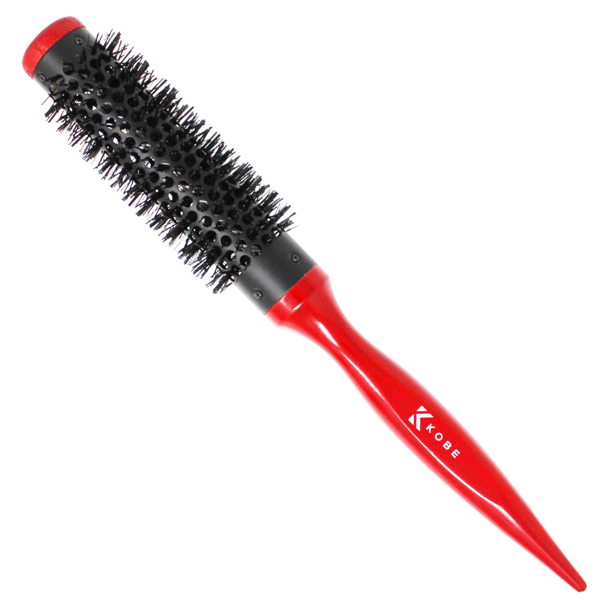 Kobe Red Wood Ionic Heat Resistant Styling Brush - 24mm Barrel - Blow Dry & Curling Brush for Styling, Straightening & Detangling