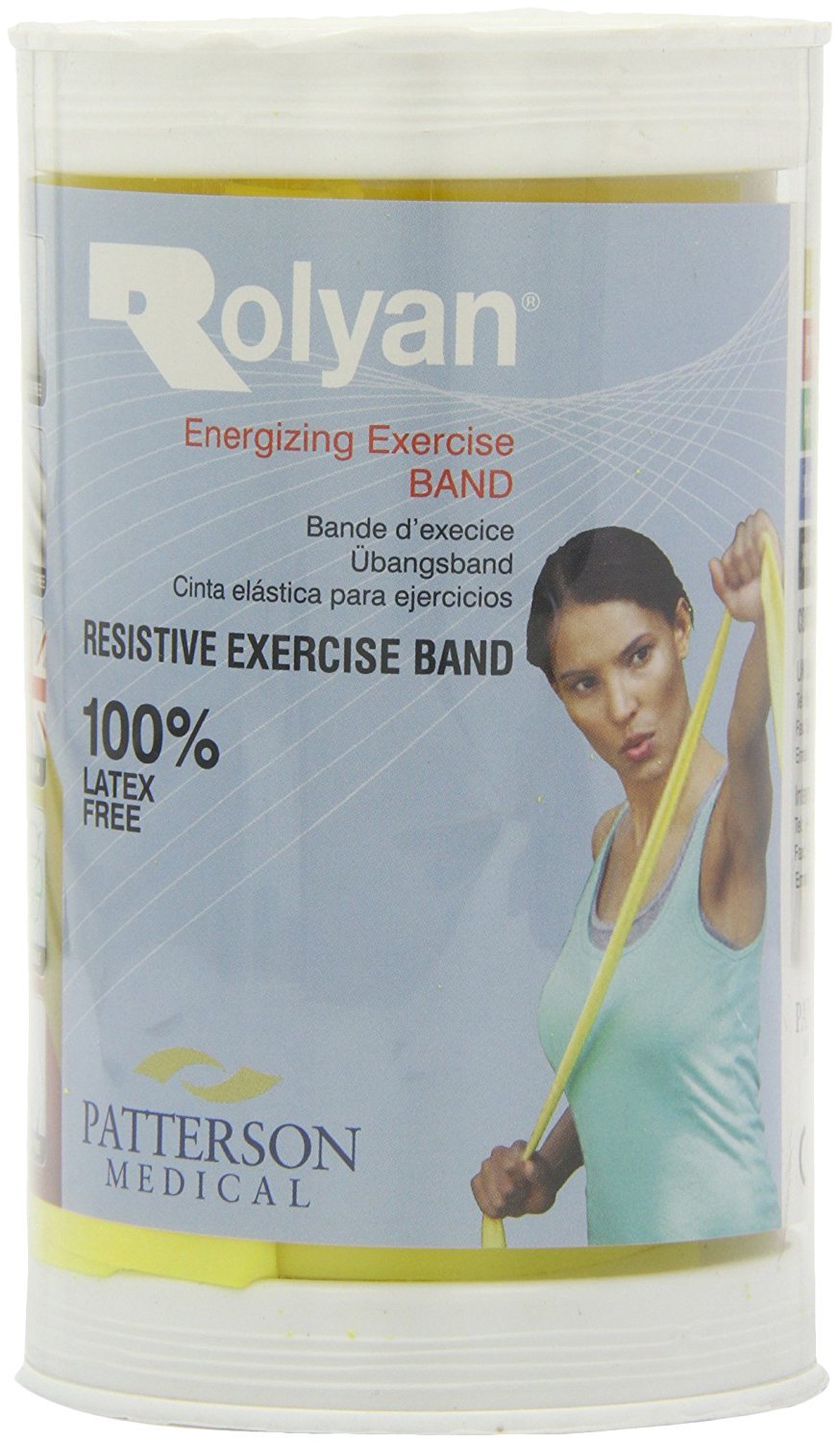 Rolyan Energising Exercise Bands, Ideal Resistance Tool for Upper and Lower Extremity Exercises to Tone Muscles and Increase Flexibility, Supports Physical Therapy, Latex Free, Yellow, Light, 5m — image 1