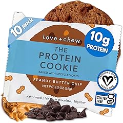 Love + Chew Peanut Butter Chip 10 Count Cookies - GF, Vegan, Paleo, Non GMO - Individually Wrapped, 2oz Soft Baked Cookies, M
