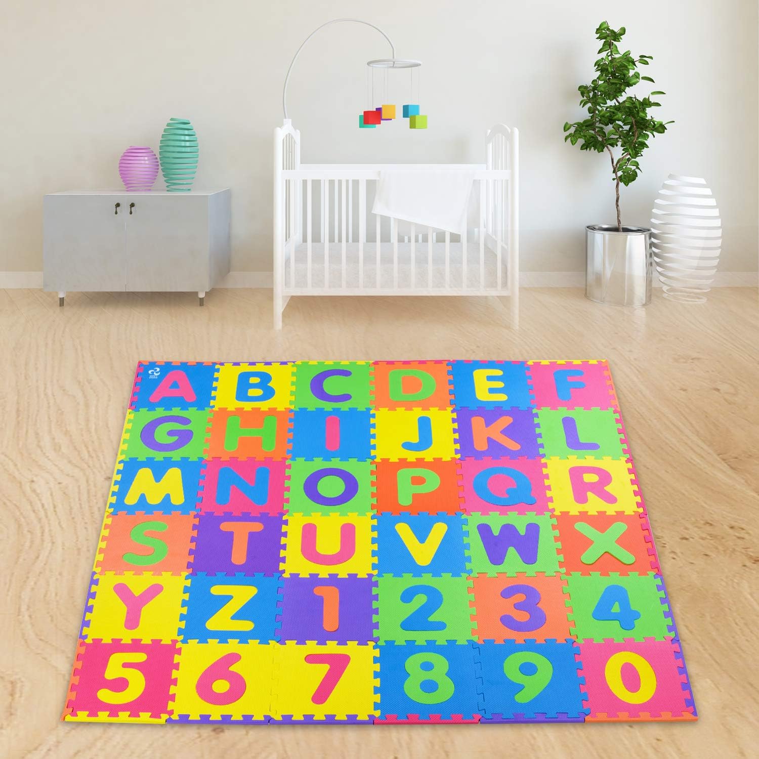 SAFEST Non Toxic Alphabet Puzzle Mat | THICKEST ABC + Numbers 0 to 9 Flooring Mat | Bonus Fun Learning eBook | Reusable Carry Bag | Kids Learn & Play with Interlocking Puzzle Pieces | Eva Foam: Toys & Games