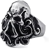 KIRTIJW Skull Rings for Men Stainless Steel Gothic Biker Skull Ring Jewelry for Men Size 8-13