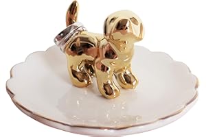 Luxury Porcelain Adorable Dog Ring Holder, Ceramic Jewelry Tray, Bracelets Plate, Dessert Dish - Perfect for Holding Small Je