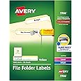 Avery TrueBlock File Folder Labels, 2/3" x 3-7/16", 1,500 Printable Labels, White/Yellow, Permanent (5966)