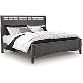 Signature Design by Ashley Montillan Contemporary Queen Panel Bed with Lay-Back Headboard, Foundation or Box Spring Needed, Dark Brown