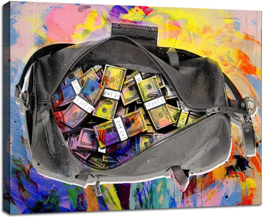 Modern Inspirational Canvas Painting Motivational Graffiti Art Prints Colorful Oil Painting Modern Wall Art Posters for Office Living Room Decor Home Wall Decor Decorations Wooden Framed(18