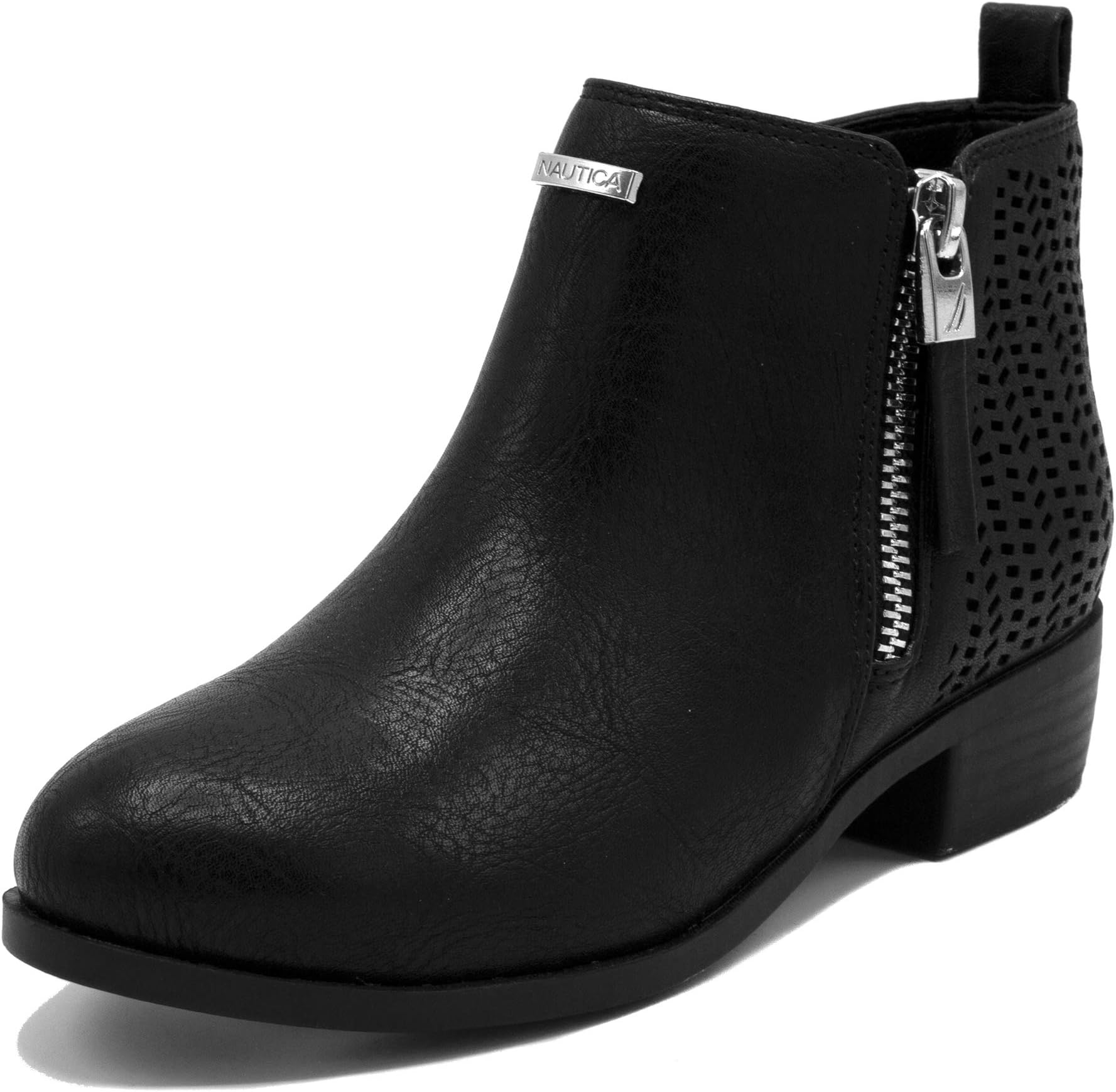 Nautica Kids Girls Youth Ankle Bootie with Side Buckle and Zipper, Dress Boot (Little/Big Kids)