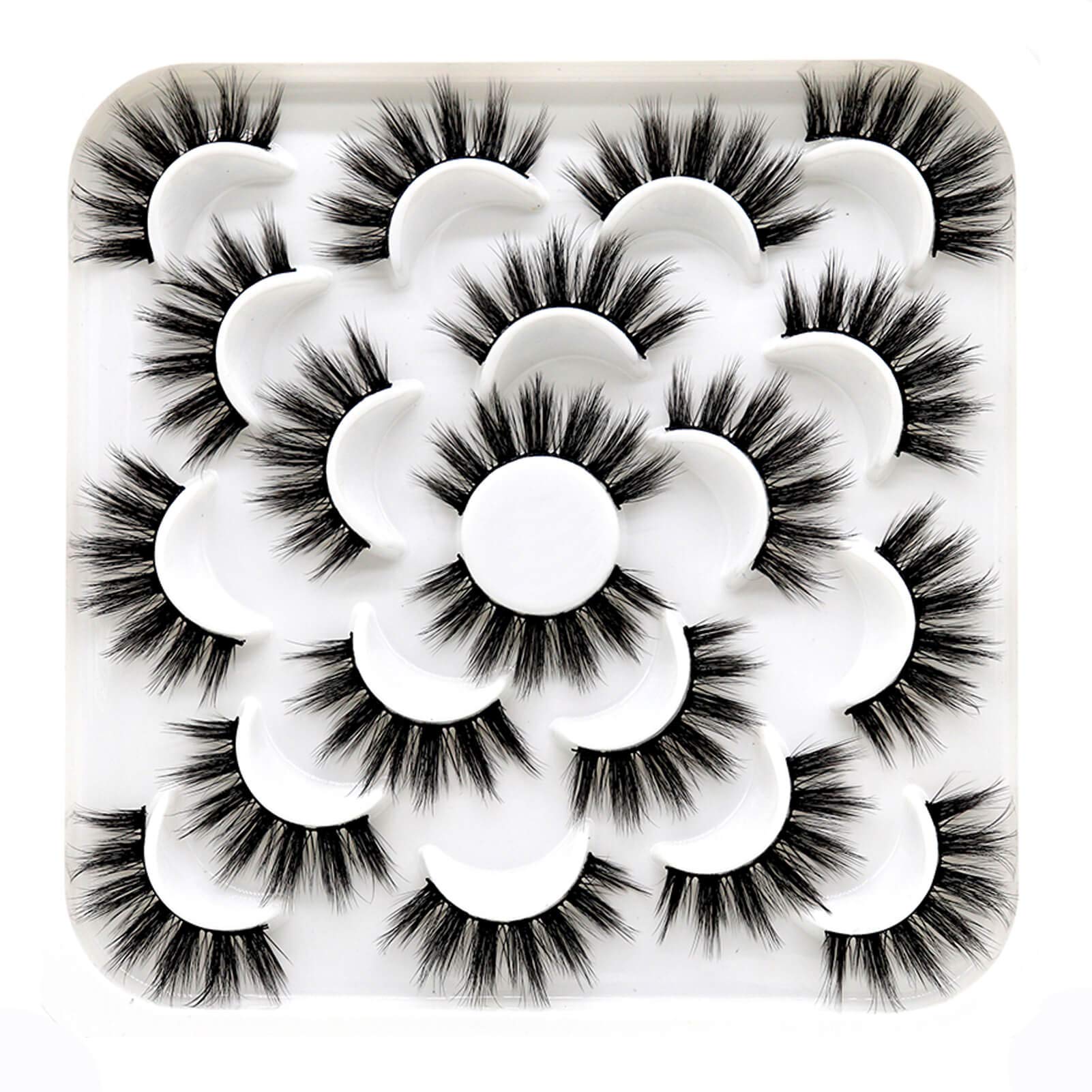 High Volume False Eyelashes 5D Faux Mink Lashes Handmade Dramatic Fluffy Natural False Eyelashes 10 Pairs Pack(5D16)