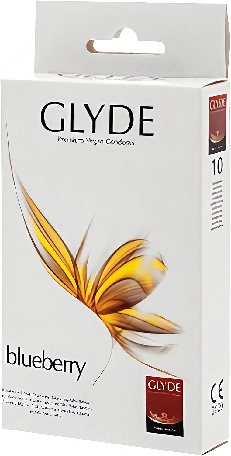Glyde Ultra Blueberry 10 Blue Condoms with Blueberry Flavour, Certified with the Vegan Flower, 10 count (Pack of 1)