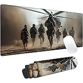 Military Army Gaming Mouse Pad, Office Desk Mat, Anti-Slip Rubber Base Cool Aesthetic Mouse Pads for Computer Laptop Keyboard School Home Desktop Gamer Home Accessories Decor 31.5" x 11.8"