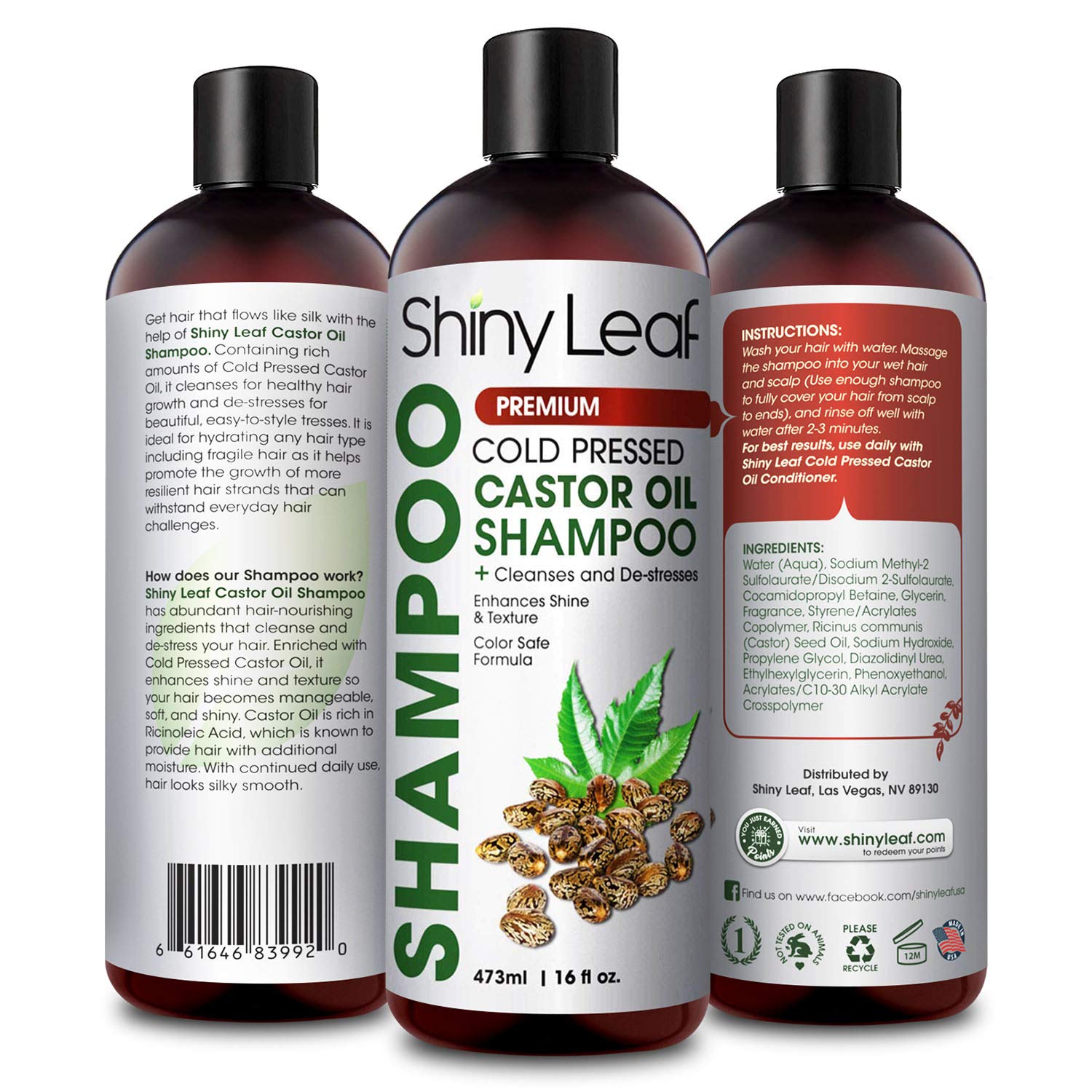 Amazon Com Shiny Leaf Cold Pressed Castor Oil Shampoo Premium