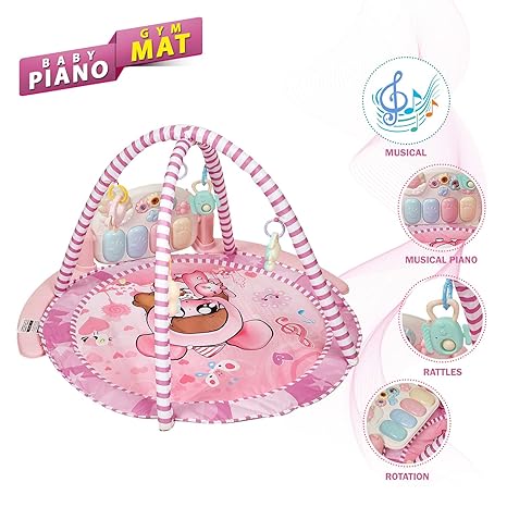 NHR Big Size Kick and Play Piano Baby Gym, Musical Activity Play Gym, Fitness Rack, Activity Centre from 0 to 8 Months (Pink)