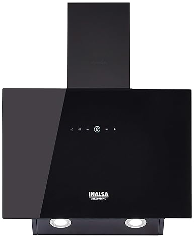 Inalsa 60 Cm, 1100 m?/hr Kitchen Chimney Ritz 60 TCAC With High Suction Aluminum Cassette Filter, Auto Clean & Touch Control (Black)