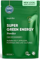 Inspiriko Super Greens Powder 18 Superfoods 150g Vegan UK Made view 1