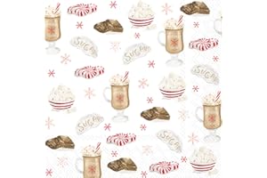 IHR Ideal Home Range Cocktail Napkins Disposable 3-Ply Paper Party Napkin Pack, 5" x 5", Peppermint Cocoa, 20-Count