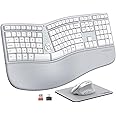 MEETION Ergonomic keybaord and Mouse Combo, Wireless Keyboard and Mouse Set, Ergo Split Keyboard, Vertical Mouse, Rechargeable, for Windows Gray White