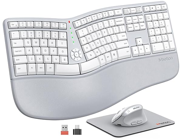 MEETION ERGONOMIC KEYBOARD AND MOUSE, WIRELESS KEYBOARD WITH...