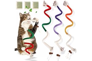 TEAWOO 3 PCS Cat Toys Chew Ropes, 27.56 Inches Cat Chew Rope Toy for Teeth Cleaning, Safe Catnip Toys for Cats Rope Chew Toy (3 Bags of Catnip Included)