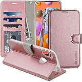 ERAGLOW for Galaxy A11 Case, PU Leather Wallet Case Flip Protective Phone Cover [Stand Feature] with Wrist Strap and [Card-Slots] ID&Credit Cards Pocket for Samsung Galaxy A11 2020(Rose Gold)