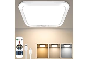 BAIRTH Rechargeable Motion Sensor Closet Light with Remote, Wireless Battery Operated Ceiling Light Magnetic Mount, Rechargeable LED Shower Light No Wiring for Indoor, Shower, Stairs, Shed, Hallway, Porch