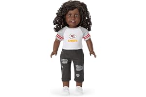 American Girl Kansas City Chiefs 18 inch Fan Tee with Crew Neck Striped Short Sleeve, Red and Gold, 1 pcs, Ages 6+