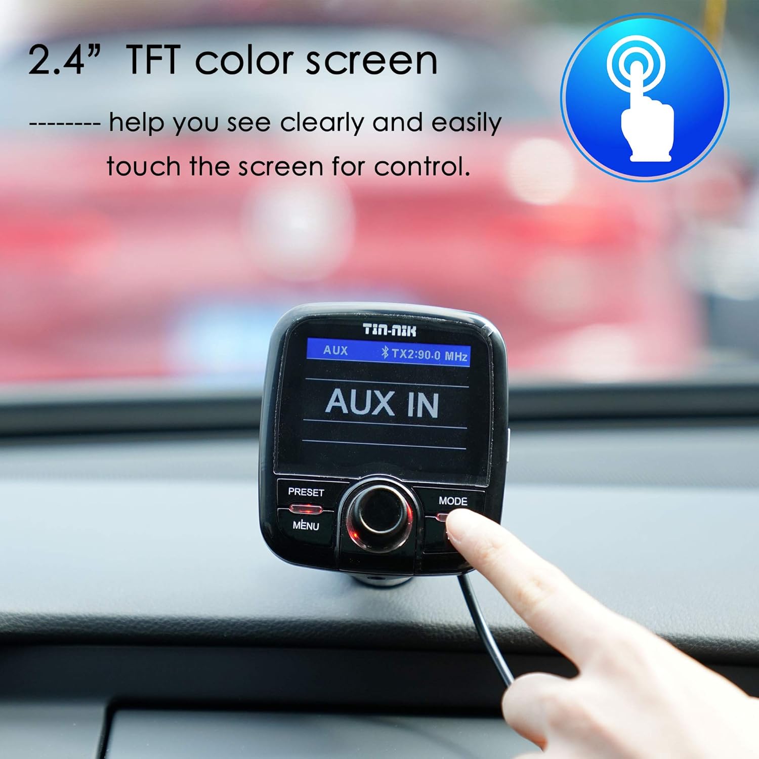 TinNik DAB389 InCar DAB/DAB+ Digital Radio Adapter, 2.4” Colour Display, Smartphone Bluetooth