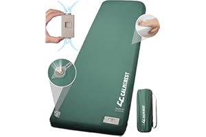 CALMCREST Self Inflating Sleeping Pad with Electric Air Pump, 3.15" Thick Foam Camping Mattress for Superior Comfort & Support, 9.5 R-Value Insulated Sleeping Mat, 4-Season Camping Pad for Tent, Cot (Green)