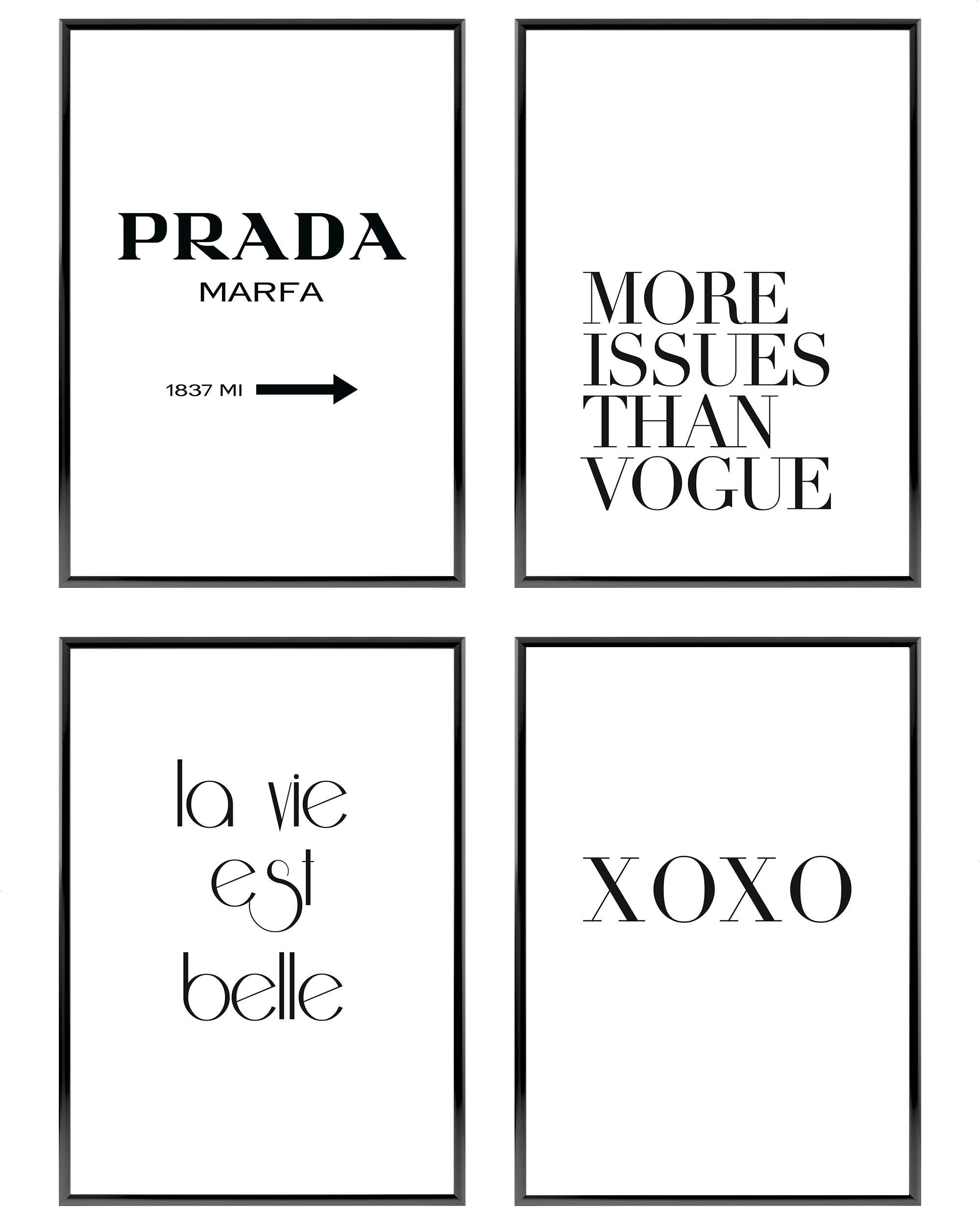 Heimlich Set of Posters without Frames - Premium Prints - 4 x A4 (21x30cm) Posters without Picture Frames - Wall Art Set Fashion Marfa