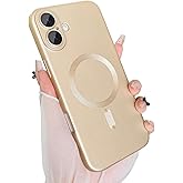 ankofave Magnetic for iPhone 17 Case, with Camera Lens Protector, Compatible with Magnetic, Slim Shockproof Soft Silicone Metallic Luster Phone Case for iPhone 17, Champagne Gold