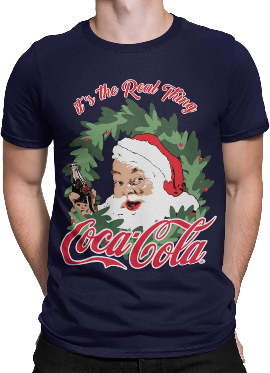 Coca Cola Santa It's The Real Thing Christmas Navy Unisex T-Shirt ...