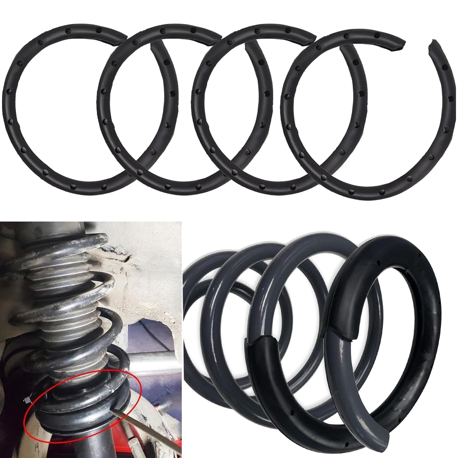 Photo 1 of 2PCS Car Truck Offroad Universal Coil Spring Silencer Insulator Rubber Sleeve Front Rear Lower Suspension Noise Reducer Protector 2 Piece Only