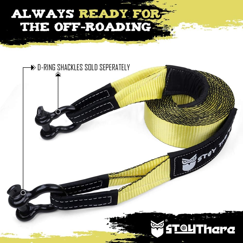 Stay There 3'' x 30ft Tow Recovery Strap, Lab Tested 30000lb Break Strength with Reinforced Loops Built for Off-Roading, mud, Snow and Other Emergency Towing: Automotive