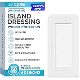 JJ CARE Waterproof Adhesive Island Dressing [Pack of 50], 4” x 8” Sterile Bordered Gauze, Breathable Island Wound Dressing, Individually Wrapped Adhesive Gauze Bandages with Non-Stick Central Pad