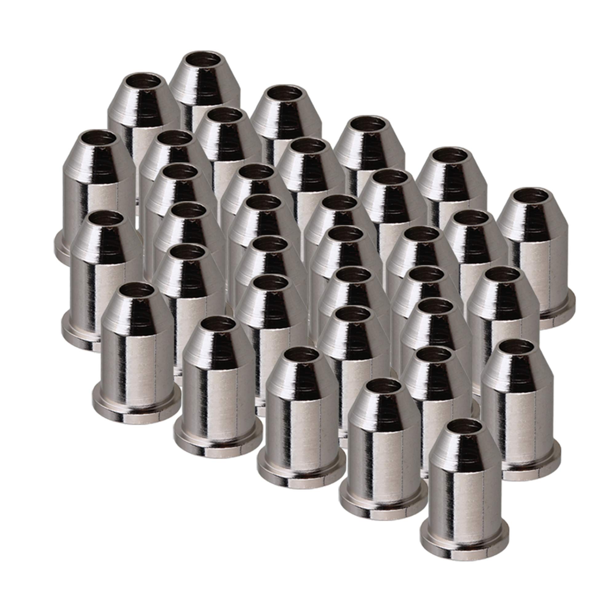 Mxfans 30Pieces Chrome Guitar Through Body String Mounting Ferrules Musical Instruments Parts