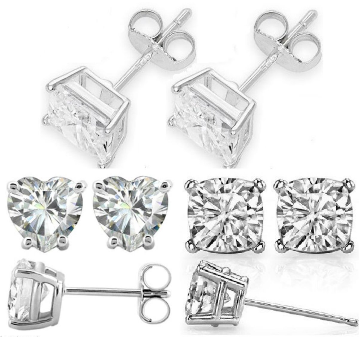 Vonchic 3 Pairs Sterling Silver Earrings for Men Girls Women | Ear Stud Earrings, 5A+ Cubic Zirconia, Hypoallergenic Earrings Set Anti-Oxidation Elastic Packing Box