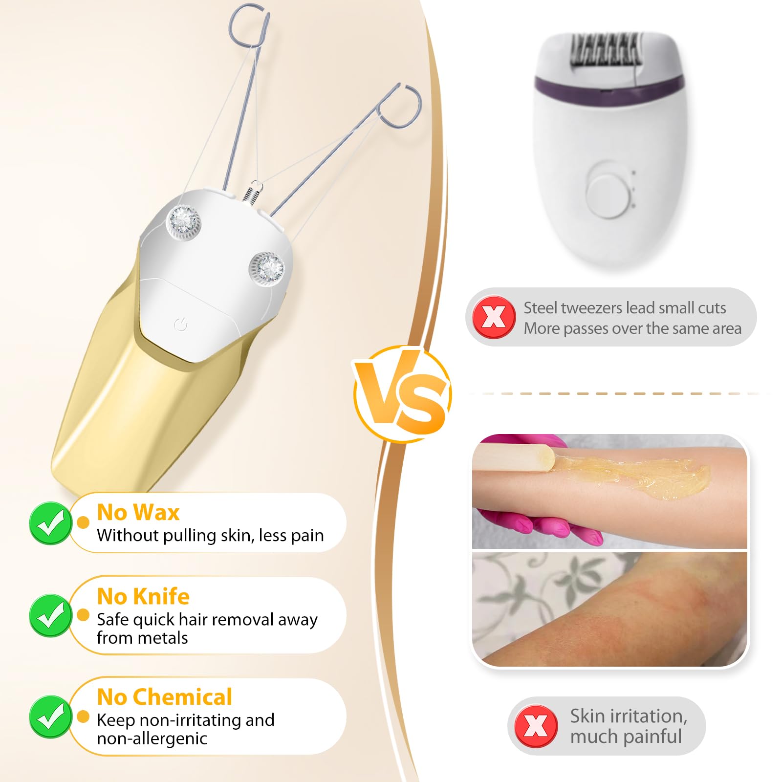 WAYCOM Facial Hair Remover Threading Hair Removal for Women Automatic Threader Machine Epilator for Fine Hairs on Face, Chin, Upper Lip, Arms Birthday Mother's Day Present
