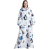 Pterygoid Blanket Hoodie Extra Long,Wearable Blanket with Sleeve for Women Men,Hoodie Blanket with Huge Pocket and Hooded