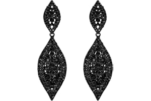Flyonce Women's Rhinestone Crystal Wedding Bridal 2 Leaf Drop Dangle Chandelier Earrings