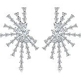Irregular Crystal Stud Earrings for Women Firework Cubic Zirconia Rhinestone Hypoallergenic Statement Earrings for Wife Mom Her