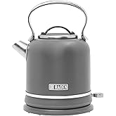 Haden Chelsea 1.7-Liter Stainless Steel Electric Kettle, Hot Water Kettle | with 360-Degree Base and Auto Shutoff, Grey &amp; Chrome