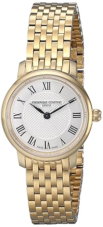 Frederique Constant Womens FC200MCS5B Ultra Slim Analog Display Swiss Quartz Gold Watch