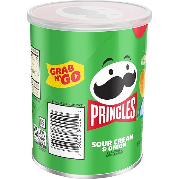 PRINGLES POTATO CRISPS CHIPS, LUNCH SNACKS, OFFICE AND KIDS SNACKS, GRAB N’ GO, SOUR CREAM AND ONION (12 CANS)