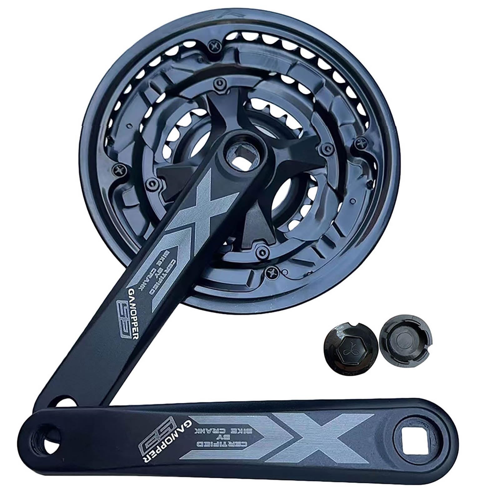 Photo 1 of GANOPPER 152mm Mountain Bike Cranksets Square Taper MTB Crankset 8s Triple Crank Set 18 21 24 Speed Bicycle Chainset 152 with Chainwheel Bash Guard