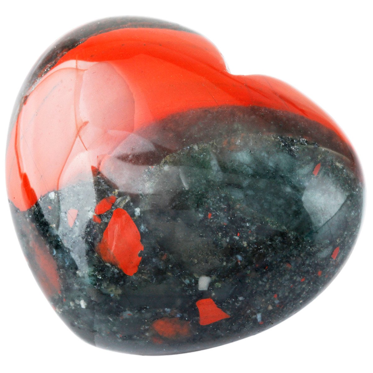 KYEYGWO African Bloodstone Puff Heart Healing Crystals Love Stone, Pocket Stones Palm Worry Stone for Reiki Meditation Balancing, 1.7" (1 PCS)