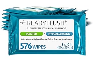Medline Readyflush Biodegradable Flushable Wipes, 576 wipes (24 pack of 24 wipes)