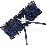 LOWOSAIWOR Blue Wedding Garters for Women,Vintage Lace Bridal Garters for Wedding Wedding Garter Belt for Bride