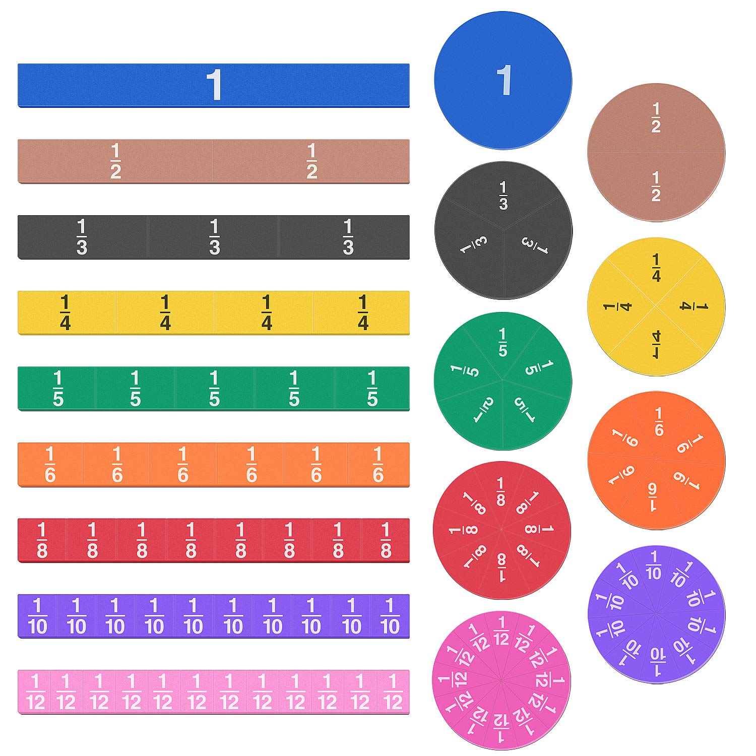 Meetory 102 Pcs Magnetic Fraction Tiles & Fraction Circles - Math Manipulatives for School Student Teacher Educational Resources Classroom Educational Kit
