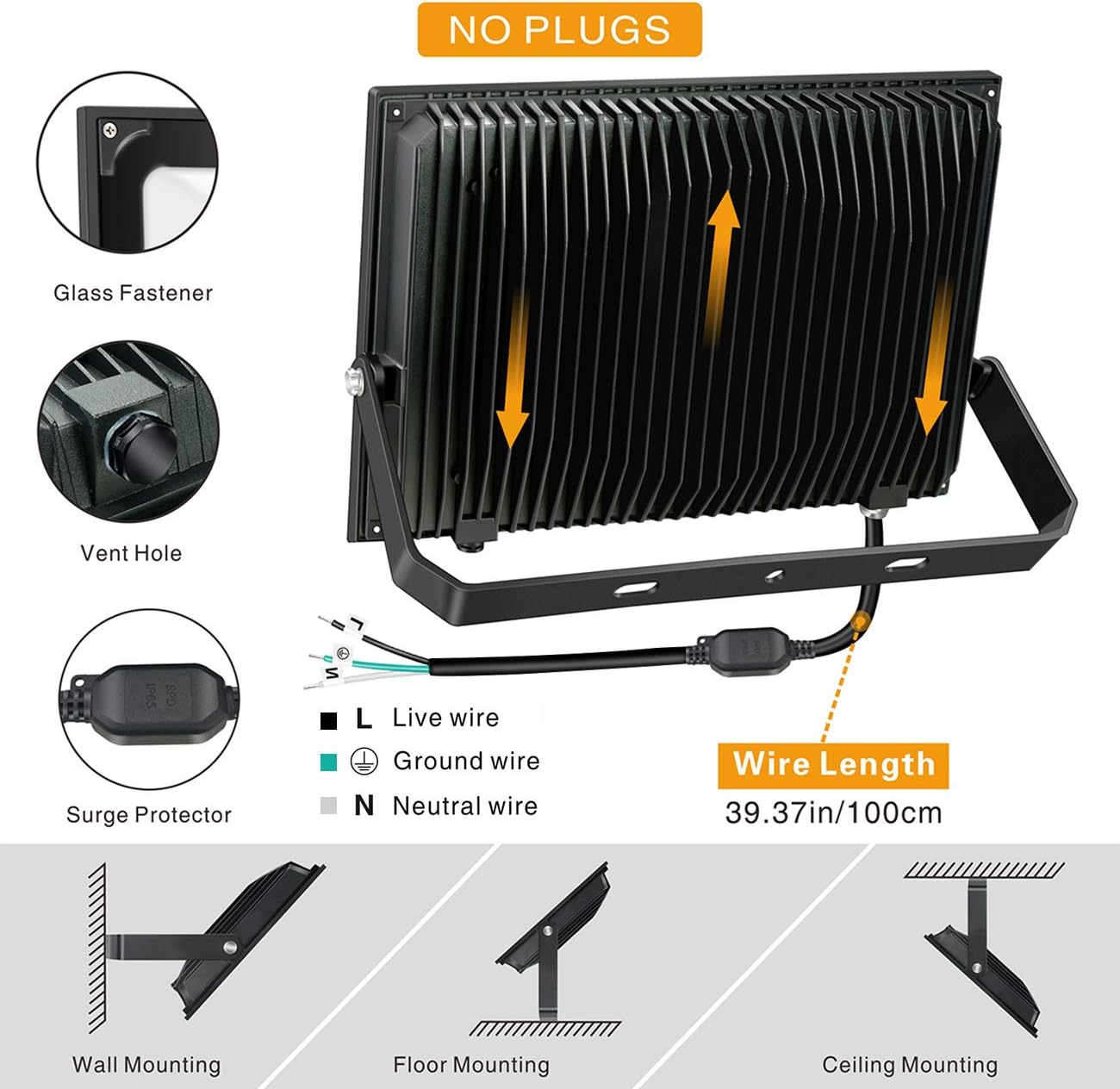 2 Pack SOLLA 200W Led Flood Light, 16000lm 6000K Daylight White Security Light Exterior Flood Lighting, Outdoor Indoor Lighting Fixture Landscape Floodlight Spotlight for Yard, Garden, Garage, Rooftop: Home Improvement