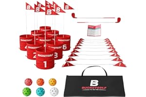 bucketgolf Game 9 Hole Bundle with Clubs - Outdoor Golf Game for All Ages Adults, Kids, Family. Play Golf Anywhere Yards, Beach, Park, Backyard Game. (2 Clubs (1 RH + 1 LH))